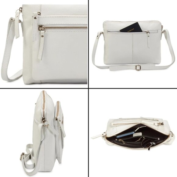 Women White Imported Leather Polyester Crossbody Sling Shoulder Crossover Bag - Picture 6 of 6